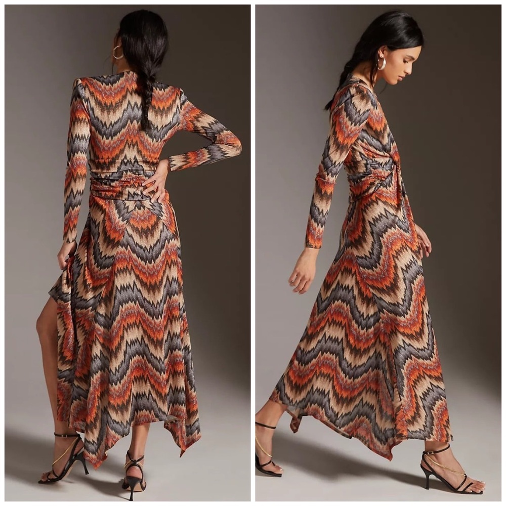 RONNY KOBO Stormy Knit Maxi Dress - Orange & Brown - Picture 2 of 12